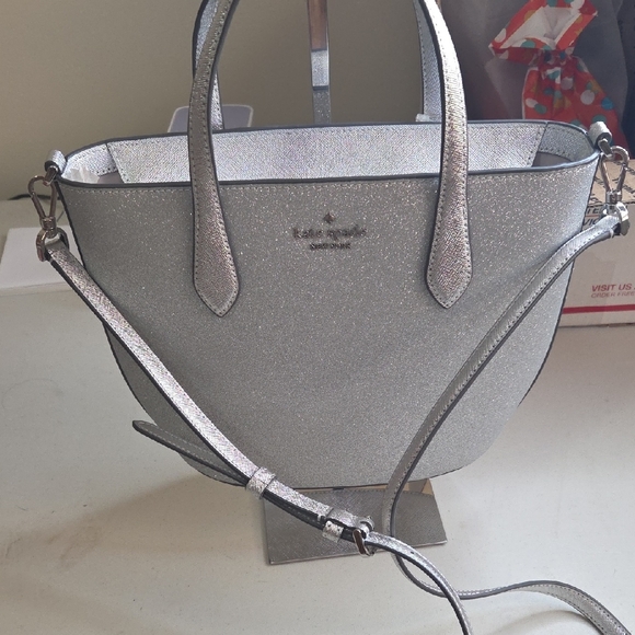 Kate Spade Silver Glitter Tote Bag - Picture 2 of 7